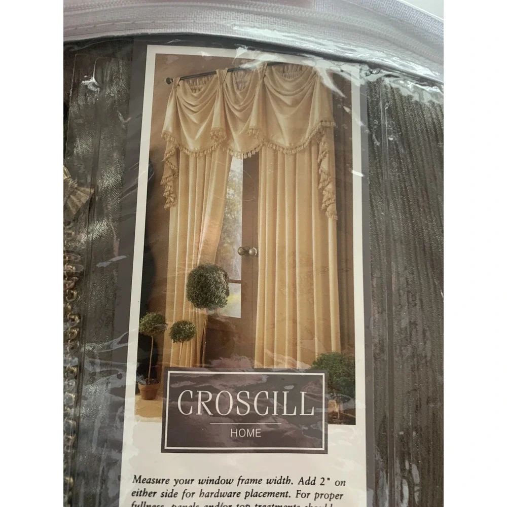 VTG Croscill Patriot Valances Sage Green Gold Tassels Mercury Style Classic PAIR